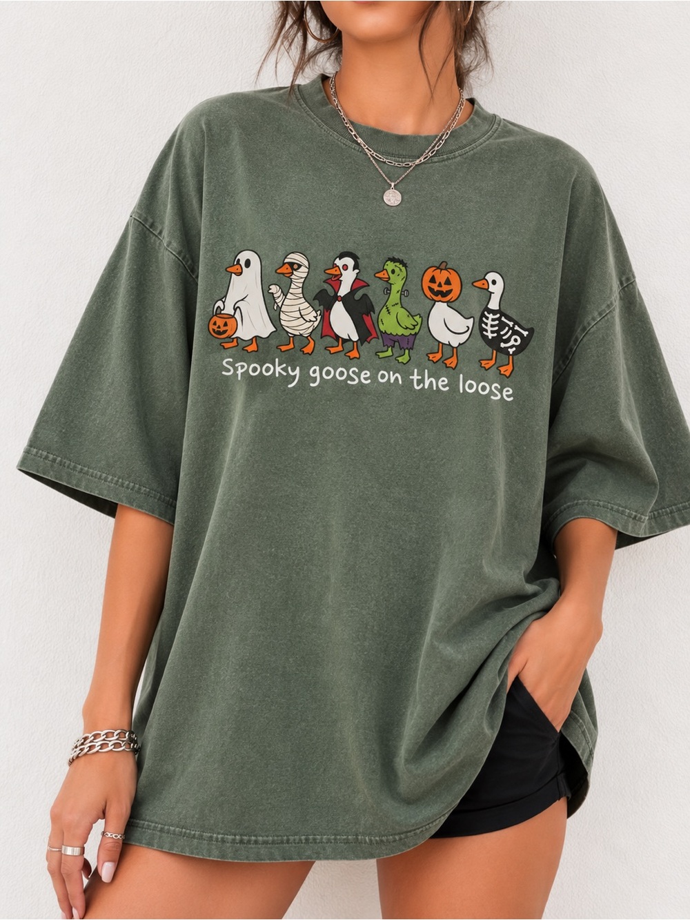 Comfort Colors Halloween Funny Goose Graphic Tee Spooky Season Unisex T-Shirt